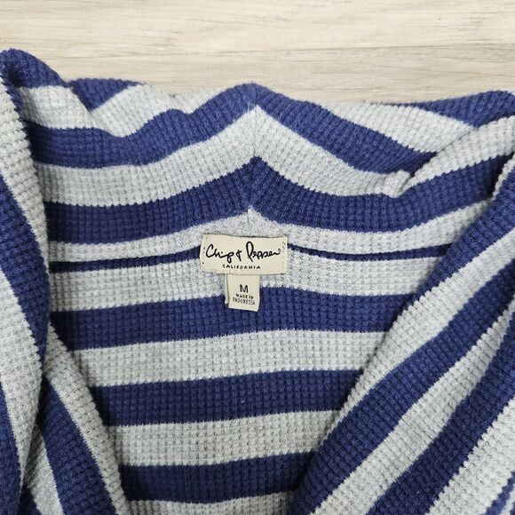 Chip And Pepper Anthropologie Womens Blue Gray Stripe Waffle Cowl Neck... - Picture 6 of 9